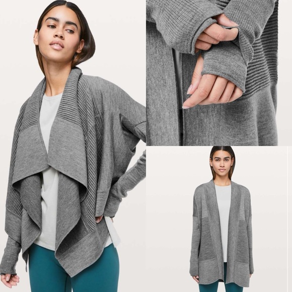 Lululemon Sit In Lotus Wrap II Cardigan in Heathered Medium Grey Size 6 - Picture 6 of 6